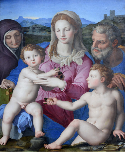 The Holy Family with St. Anne and the young St. John the Baptist, Bronzino, ca 1550