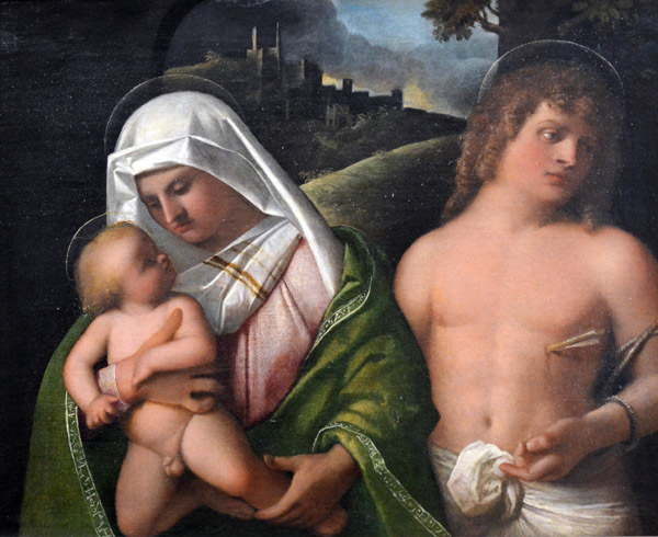 Virgin and Child with St. Sebastian, Giovanni de' Busi, ca 1519