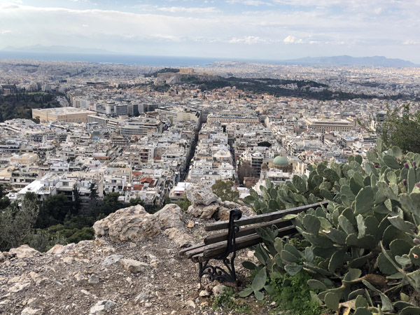 View of Athens from Mount Lycabettus to the Acropolis