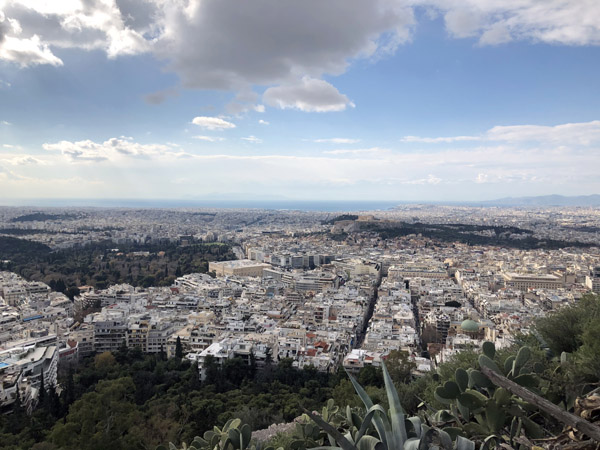 View of Athens from Mount Lycabettus to the Acropolis