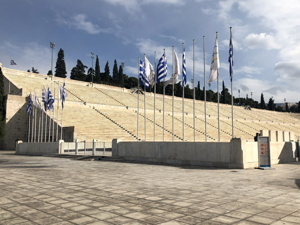 Panathenaic Stadium, first built in 144 AD, excavated in 1869 and rebuilt in marble to host the 1896 Olympic Games