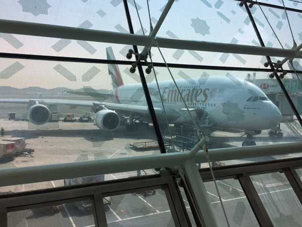 Emirates A380 at Hong Kong
