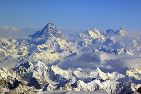 K2 (8,611m/28,251ft) seen from the west from overhead Pasu, Pakistan (almost 100nm)