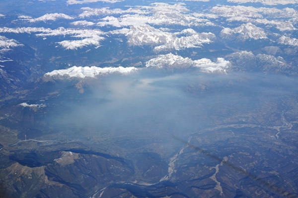 Pollution over Feltre, Belluno Italy