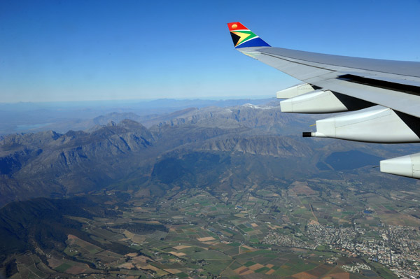 South African Airways over the Western Cape at Wellington