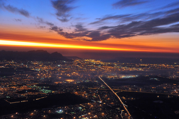 Sunset departing Cape Town, South Africa