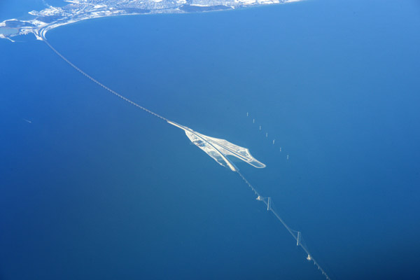 The Great Belt Bridge connecting the Danish islands of Zealand and Funen