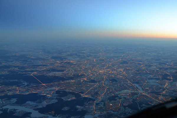Wintery Moscow at dusk