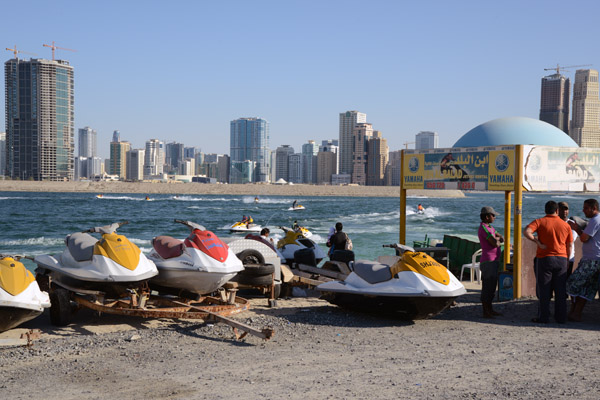 Jetski rentals operate at the Al Al Mamzar Lagoon