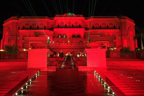 Emirates Palace Hotel lit up for UAE National Day