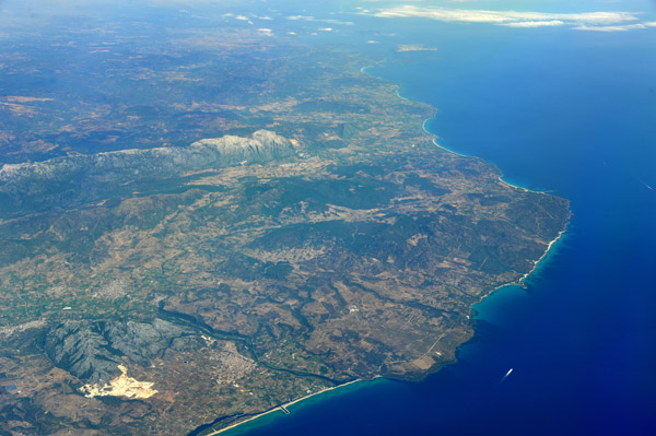 The quarry at Orosei, Italy, sticks out on the east cost of Sardinia