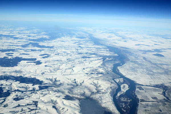 The Danube with Silistra, Bulgaria, and Călărași, Romania