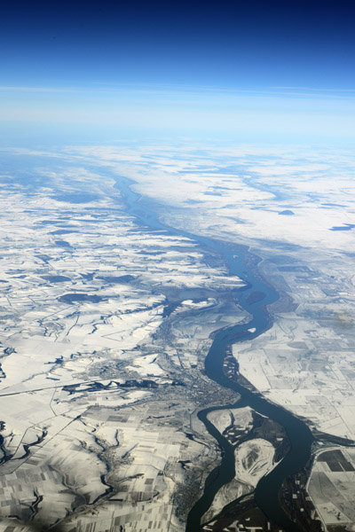 The Danube with Silistra, Bulgaria, and Călărași, Romania