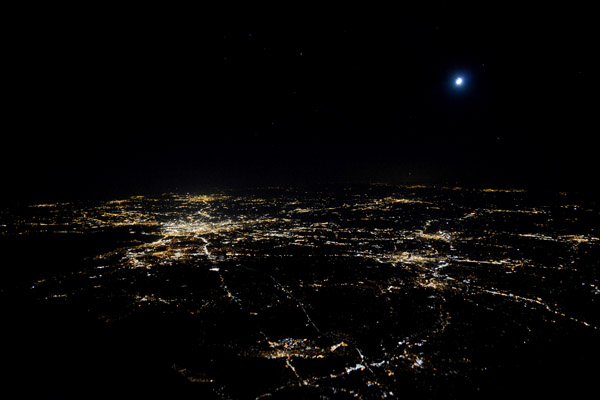 Boston and northern Massachusetts under a bright moon