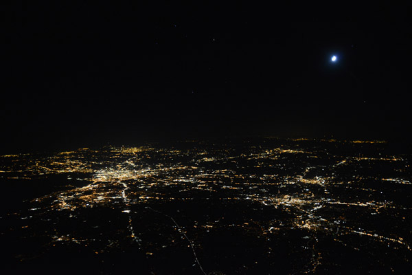 Boston and northern Massachusetts under a bright moon