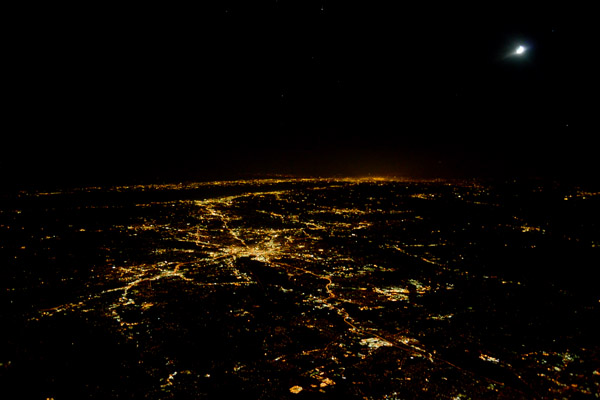 Hartford, Connecticut looking southwest towards New York at night