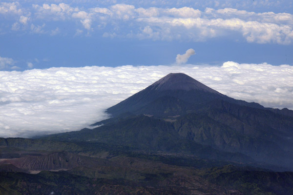 Gunung Semeru (3676m/12,060ft) with what could be a small cloud of volcanic ash, East Java, Indonesia