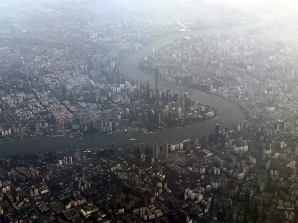 Central Shanghai - Huangpu River, the Bund and the Pudong financial district