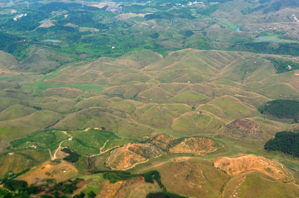 Conical karst hills near Guilin Airport, Guangxi, similar to the Chocolate Hills in the Philippines