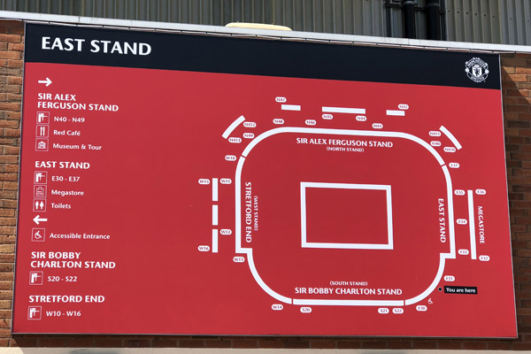 Old Trafford map, East Stand