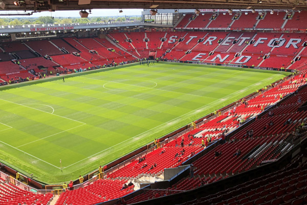 Old Trafford from high up on the northeast corner