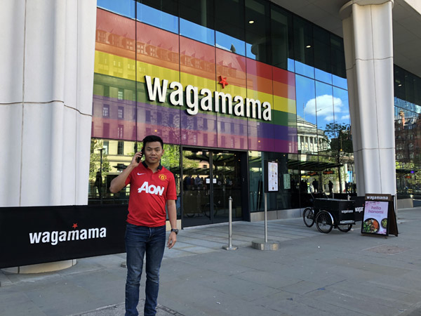 Wagamama with Pride Flag, St. Peter's Square, Manchester