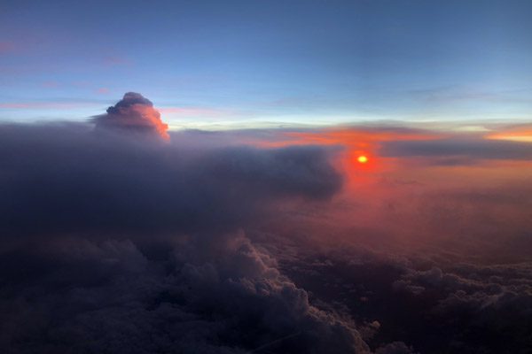 Sunrise approaching Thailand