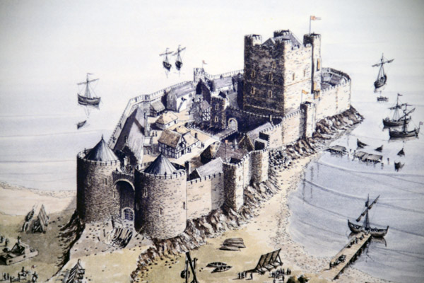 Artists impression of the Outer Ward, Carrickfergus Castle