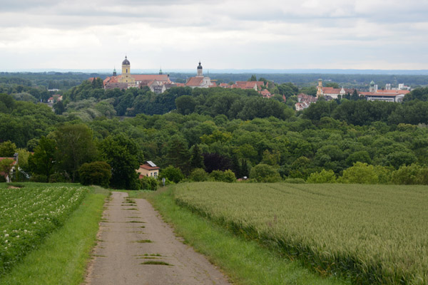 Cycling into Neuburg an der Donau from the hills on the north side of the river