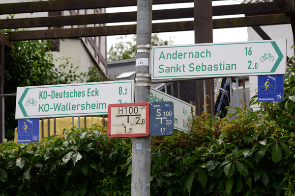 Rheinradweg Bicycle Path from Andernach to the Deutsches Eck in Koblenz