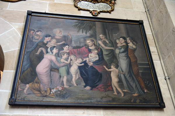Painting of Jesus surrounded by children and parents, Ulm Minster