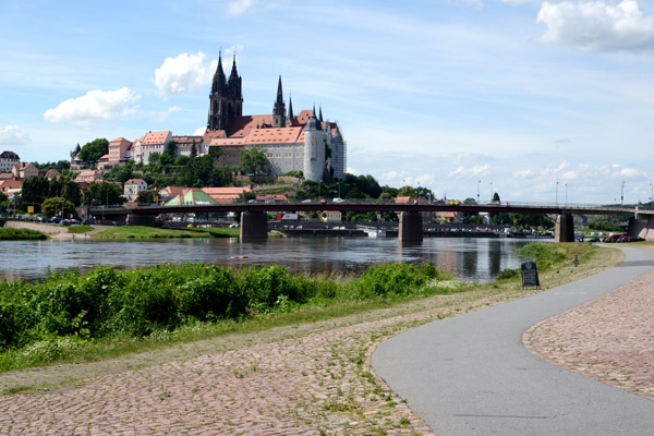 Elberadweg at Meien. After visiting the city, I'll return to Dresden via a looping route through Moritzburg