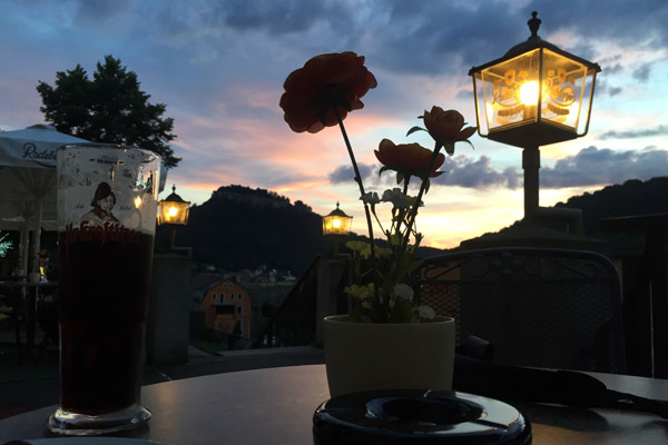 Sunset on the terrace of Hotel Lindenhof, Knigstein