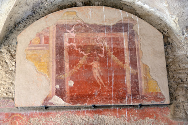 Fresco of a male figure and garlands, Terme dei Sette Sapienti