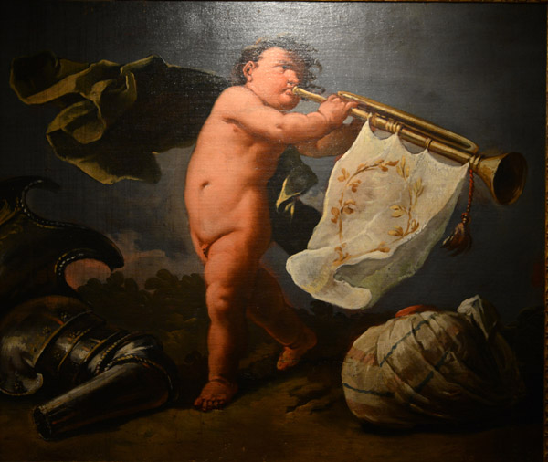Putto con la tromba di guerra - Naked Child with War Trumpet, Gaspare Diziani (1689-1767)