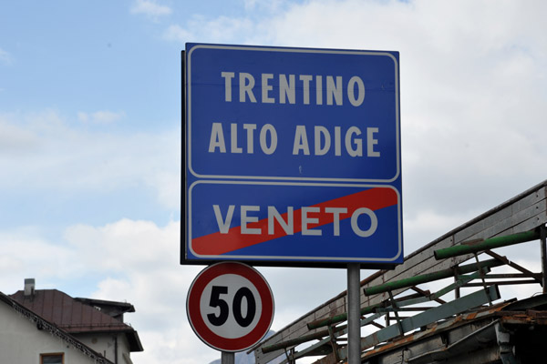 Pordoi Pass, the border between the Veneto Region and Trentino-Alto Adige/Sdtirol