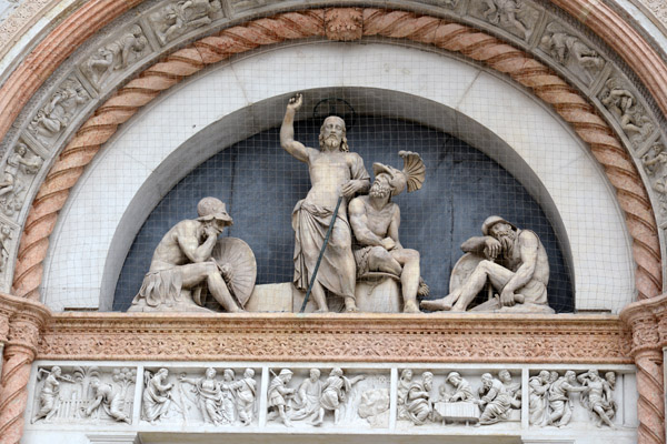 Sculpture group over the Main Entrance tot he Basilica of San Petronio