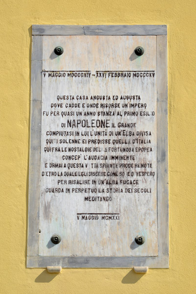 Dedication tablet at the Napoleon Museum, Portoferraio
