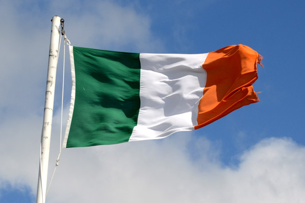 Flag of the Irish Republic flying atop Trim Castle