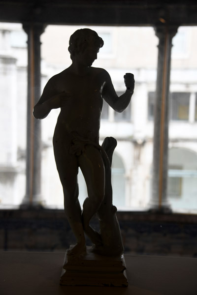 Tin-glazed earthenware sculpture of Ephebus, Royal Factory of Rato, 1780-1816
