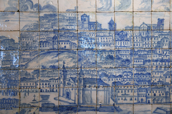 Azulejo Panorama of Lisbon before 1755 - Santos Docks, Palcio Almada-Carvalhais