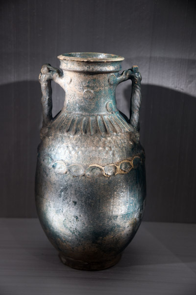 Glazed pottery funerary vase, Parthian Empire, 1st C. BC-1st C. AD