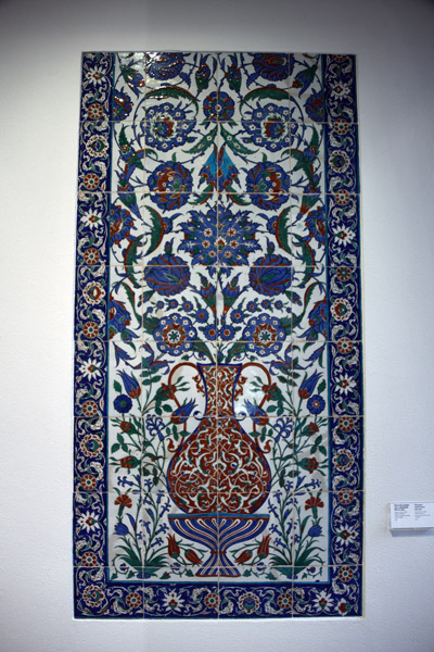 Iznik tile panel with flowers and vase, Ottoman Turkey ca 1592