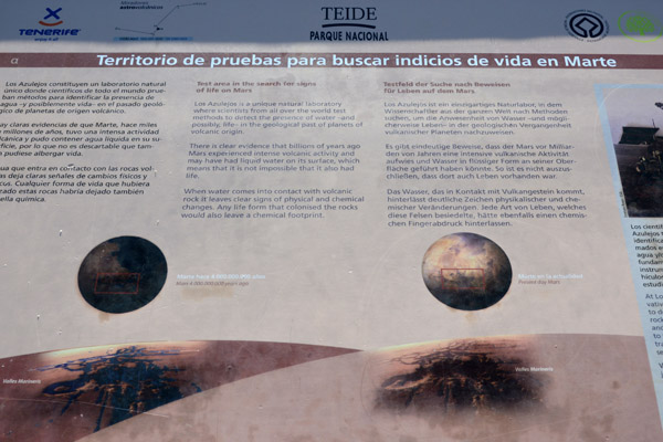 Teide Nationaln Park as a proving ground for evidence of life on Mars