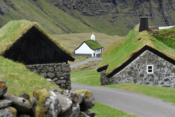The road to Saksun's church, Streymoy, Faroe Islands