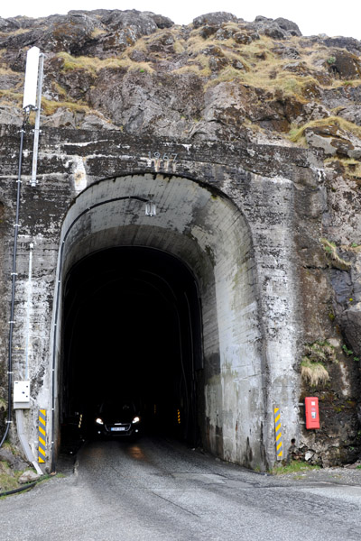North entrance to the single lane Hvannasund Tunnel