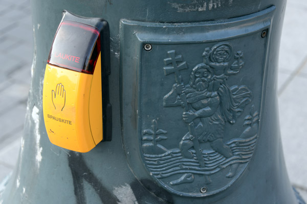 St. Christopher on a lamppost in Vilnius, Lithuania