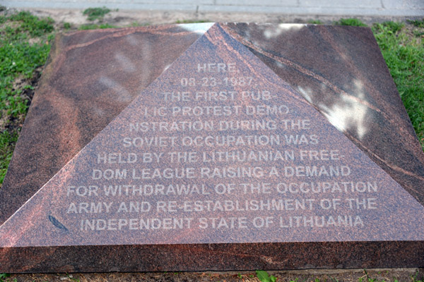 Site of the first public demonstration against Soviet occupation, 08-23-1987, Vilnius