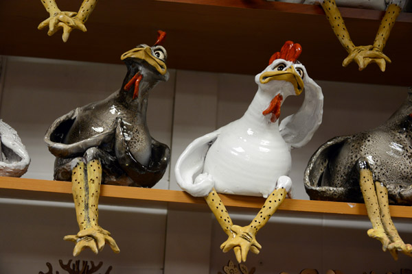 Nervous ceramic chickens, Vilnius