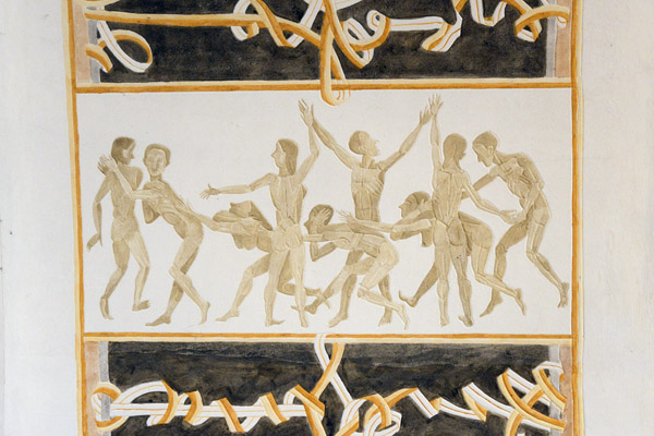 Dance scene with men and women in a rectangular frame